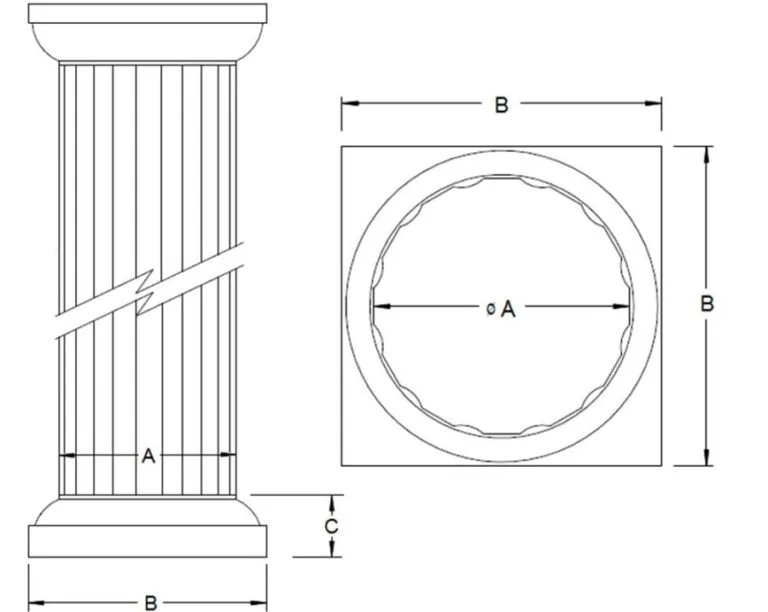 Dimensions and drawings of aluminum columns